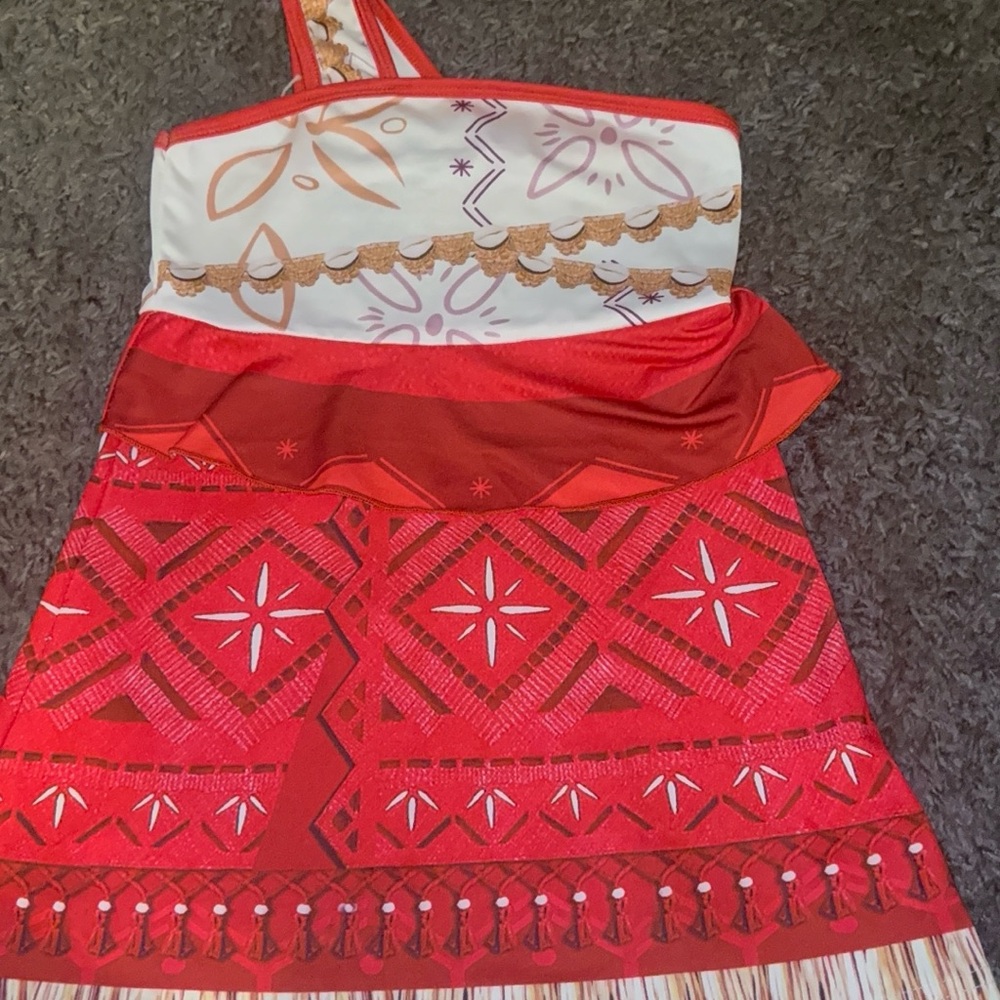 Red and White Patterned Halter Dress